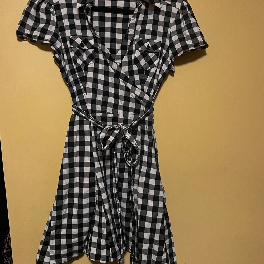 Stylish Black and White Checkered Mini Dress